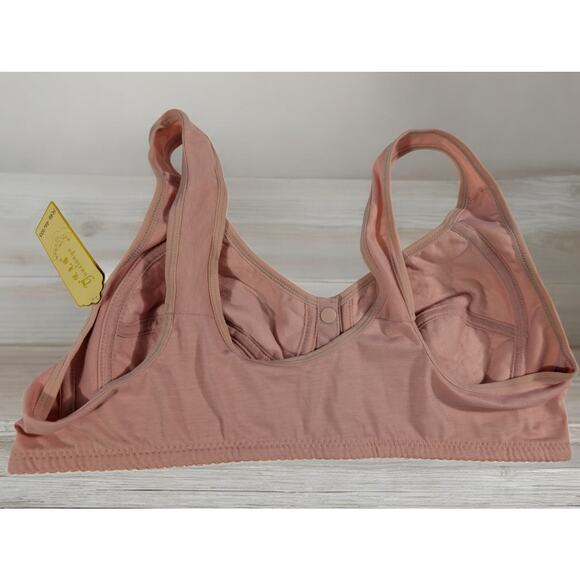 Bra 38B/40B NWT (Tag 46/105) Peach Sand Floral Easy Front-Closure Snaps Wireless - Picture 2 of 6